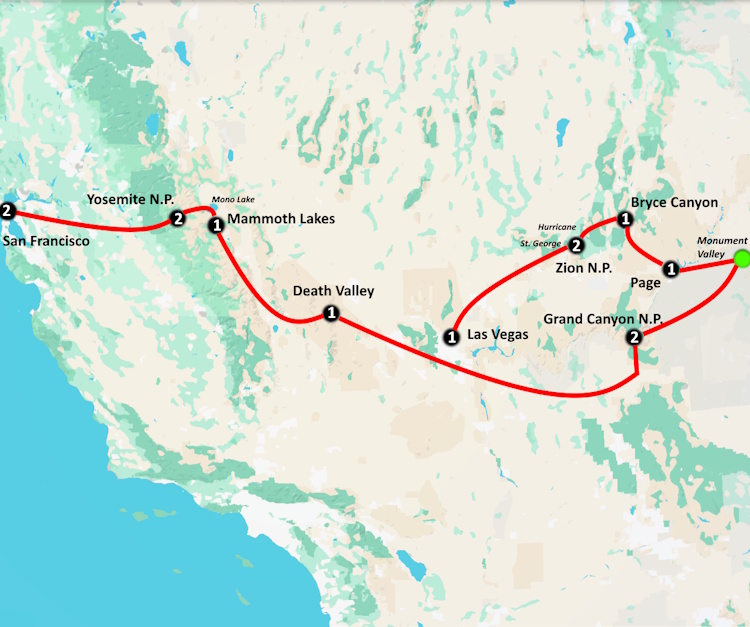 Actieve reis Amerika Adventures on the Trails of the West kaartje.jpg